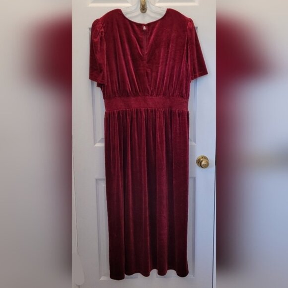 Nwt Baltic Born Sugarlips Velvet Midi Dress Smocked Waist Ss Cherry Plus 3x - Picture 6 of 14